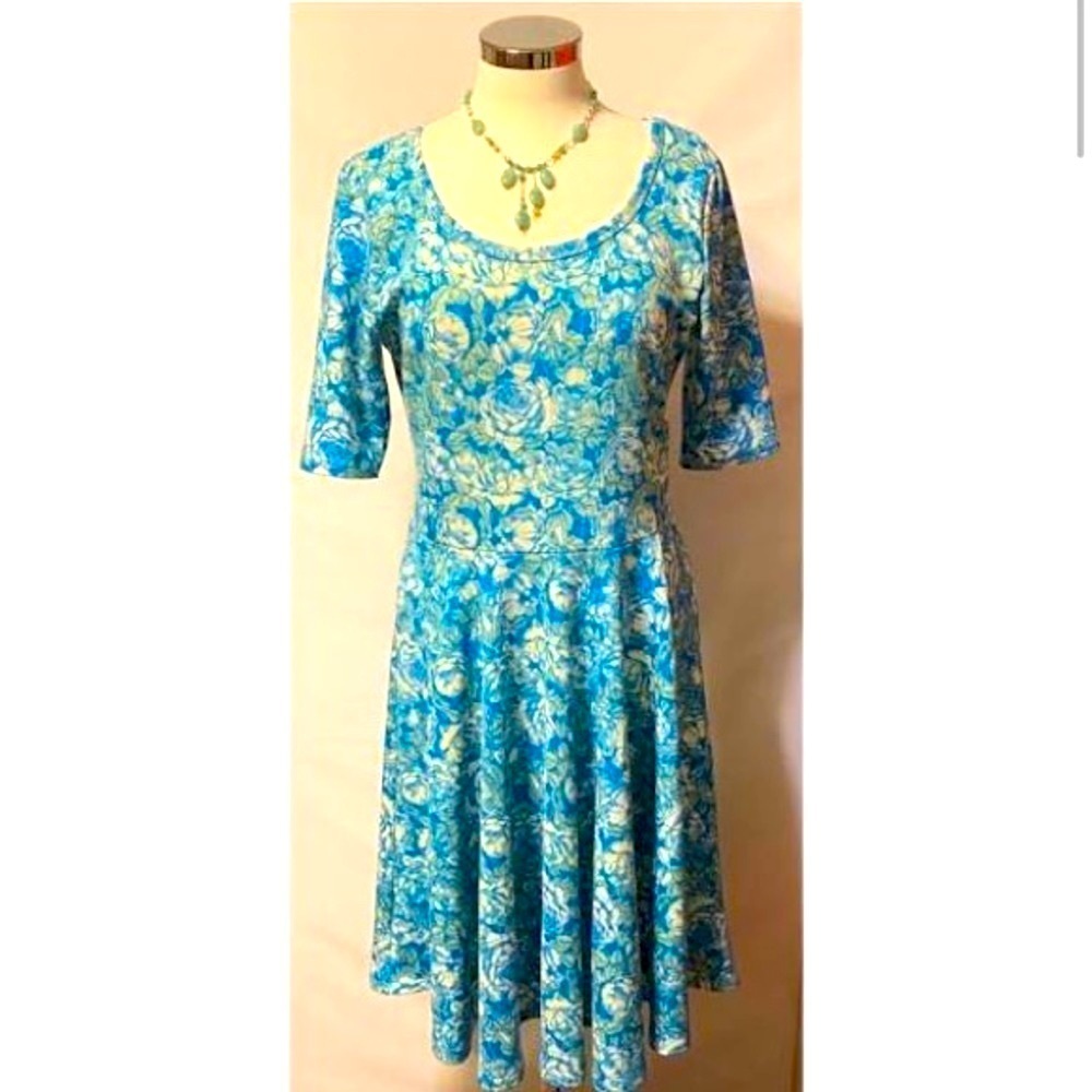 NEW Lularoe blue floral dress size-XXS